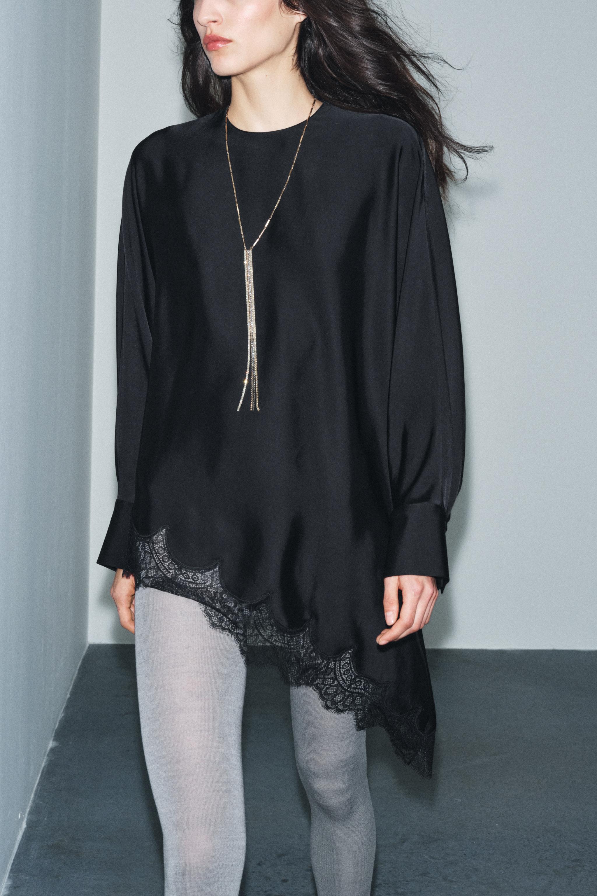 ASYMMETRIC LACE BLOUSE ZW COLLECTION LIMITED EDITION